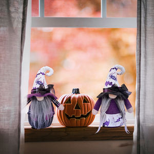 Fatti a mano viola Rudolph Gnome ornamenti cappello alto bambola senza volto nana tessuto decorativo giocattolo + peluche ecologico natale - Product Image 6