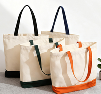 Sac fourre-tout en toile bicolore réutilisable, sac à bandoulière décontracté, sac de shopping simple en toile bicolore pour le travail quotidien, l'école et les voyages