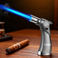 Briquet torche moderne pour cigares, flamme triple jet, rechargeable, résistant au vent, pour l'extérieur