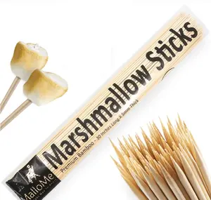 Vendita calda 36 pollici lungo dritto marshmallow torrefazione bastone di bambù per barbecue con etichetta sulla borsa