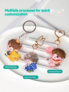 Acrylic <b>Key</b> Chain <b>Custom</b> Logo Cartoon Dinosaur with Boy Animation Double-Sided DIY Photo Pendant - Product Image 3