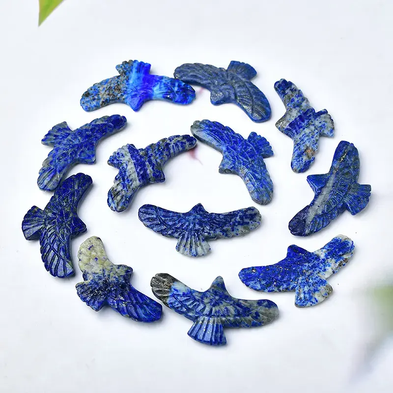Venta al por mayor de cristal natural tallas de animales artesanías populares lapislázuli águila de cristal Águila