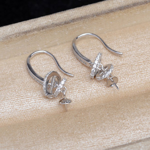 ต่างหูเงินแท้ S925 รุ่น JG6021 ของซองฮเยกยอง พร้อมอุปกรณ์ DIY ใช้ได้สองแบบ ประดับเพชรซิคอน 8-10 มม. พร้อมฐานเปล่าสำหรับใส่ไข่มุก - Product Image 2