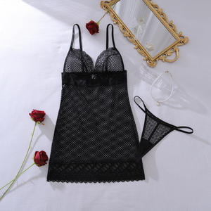 Mesh Kant Transparante Sexy Jurk Rugloze Diepe V-bretels Mouwloze Wrap Hip Visnetjurk Elegant Charmant Dun URFB - Product Image 5