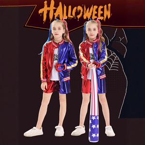 Costumes de Cosplay pour Enfants <span class=keywords><strong>Suicide</strong></span> Squad Fête Harley-Quinn Déguisement Cosplay T-Shirt Cinéma & Télévision à Paillettes Court pour Enfants & Adultes - Product Image 4