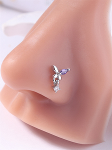 Anneaux de nez en forme de L avec pendentifs, motif papillon pour femmes et filles, en or avec zircon cubique, piercing de nez 20G, bijoux de piercing en gros - Product Image 3