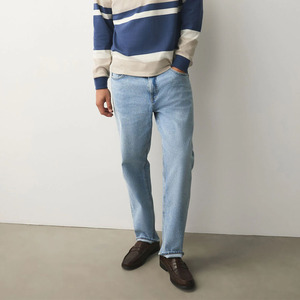 Pantalones Vaqueros de Hombre de Cintura Alta, Corte Recto, Lavado a la Piedra, Ajuste Regular, Algodón, Casual, Azul, para Otoño, Elásticos y Transpirables - Product Image 5