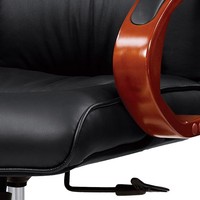 Chaise de bureau de direction ergonomique en cuir véritable à dossier haut, base cinq étoiles en bois massif, roulettes silencieuses en nylon, pour bureau de direction