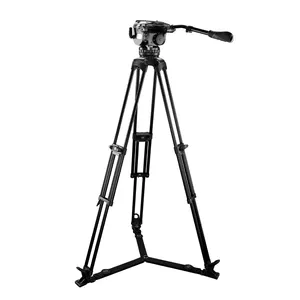 E-IMAGE EG25A Professionnel 28kg Charge Utile 100mm Tête Fluide En Aluminium Trépied Vidéo Avec Sol Épandeur