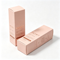 Boîte cadeau rigide rose nude écologique personnalisée, carton pliable avec gaufrage et estampage or pour emballage de crème pour le visage, crème pour les yeux, soins de la peau