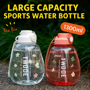 Extra Large Capacity 1300ml K-Style Fitness Bouteille d'eau extérieure portable lavable au lave-vaisselle avec paille - Product Image 4
