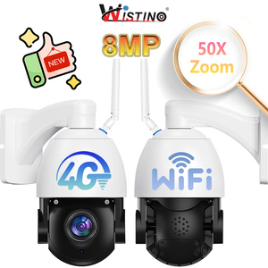 Wistino 8MP granja inalámbrica Cámara al aire libre seguimiento PIR detección infrarroja a todo color visión nocturna cámara PTZ 50x zoom - Product Image 1