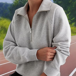 Easy <b>Matching</b> Fashionable Vintage Summer Autumn 2/1 Zipper <b>Long</b> Waterproof Front Crop Sweatshirts Custom Service Sports Lady - Product Image 2