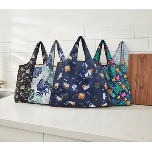 Custom Eco Friendly Nylon <b>Foldable</b> Grocery Shopping <b>Bag</b> Recycled Polyester With Logos - Product Image 1