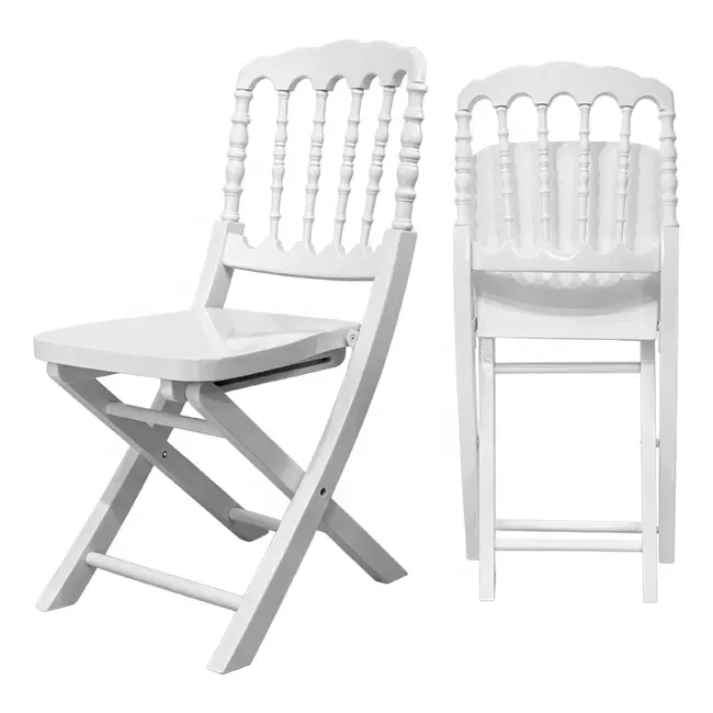 新しいデザインの白い木製のナポレオン折りたたみ椅子