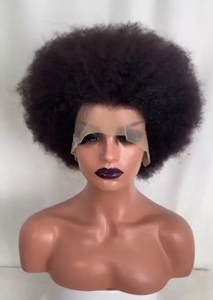 Pelucas Cortas de Cabello Humano <span class=keywords><strong>Afro</strong></span> Rizado con Doble Trama de 13*4 - Product Image 3