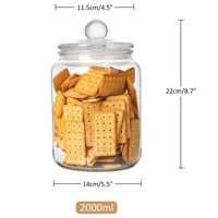 Bocal en verre transparent personnalisé de grande capacité (0,5 L, 2 L, 3 L, 5 L) avec couvercle hermétique pour le stockage alimentaire, le thé et les cornichons