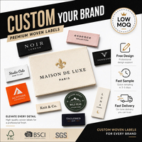 Étiquettes tissées personnalisées en coton damassé avec logo pour marques de vêtements – Affichage du logo sur les étiquettes de vêtements pour usines