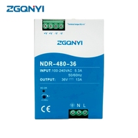 Alimentation à découpage ZGQNYI NDR-480-36 480W 13.3A 36V sans PFC 200-240VAC sur rail DIN SMPS AC-DC à sortie unique Transformateur CE