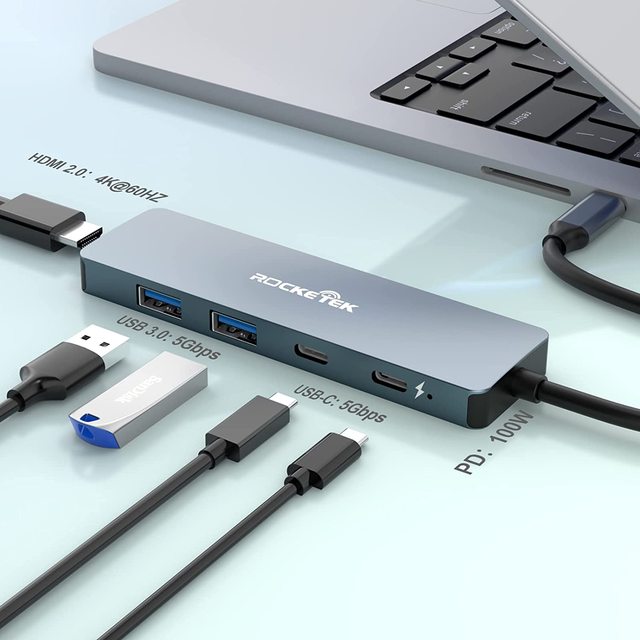 Multifunction 5-in-1 USB C Hub 100W PD Power Delivery Charging Type C Hub USB 3.0 Interface Stock Available