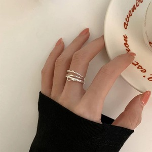 S925 Sterling Silver Irregular Double Layer Lava <b>Ring</b> For Women <b>Open</b> Finger Stackable Everyday Wear Jewelry - Product Image 4