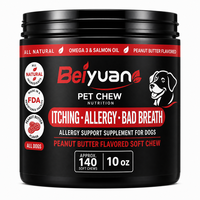 Suplemen Alergi Minyak Ikan Kunyah Lembut Omega-3 Minyak Salmon Formula Alami untuk Anjing, Meredakan Gatal, Memperbaiki Bau Mulut, Rasa Rasa Kacang