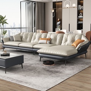 Ánh sáng sofa da sang trọng phòng khách hiện đại đơn giản cao cấp sofa sang trọng phòng khách lớp đầu tiên da bò góc kết hợp mới - Product Image 2