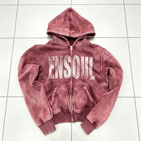 Sweat à capuche zippé personnalisé 500 g/m² vintage délavé à la pierre, coupe ample et épaisse, imprimé craquelé vieilli, fabricant complet