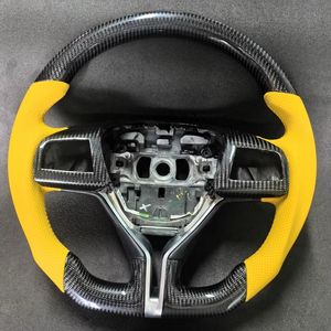 Per Maserati Quattroporte M156 volante auto in vera fibra di carbonio, volante a 3 razze avvolto in pelle gialla - Product Image 1