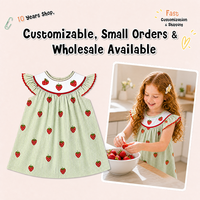 Robe pour filles personnalisée, imprimé fraises, brodée, 100% coton doux, certifiée CPSIA CPC, fabriquée par Puresun Top Factory, 6-12 ans