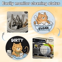 Pancarte magnétique double face motif chat mignon, 9 cm de diamètre, durable et réutilisable pour lave-vaisselle, lave-linge et le bain de chaton