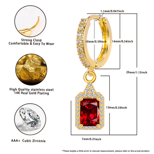 POENNIS ciondolo in acciaio inox Piercing gioielli zircone cubico oro industriale bilanciere anello <span class=keywords><strong>capezzolo</strong></span> e cerchio orecchino - Product Image 2