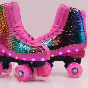 Patins à roulettes <span class=keywords><strong>quad</strong></span> d'extérieur de bonne qualité avec roues en PU lumineuses, roulements ABEC-7 et conception à ressort - Product Image 3
