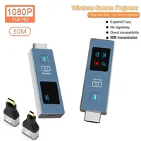50M 1080P Kabelloser Video- und Audio-Übertrager-Empfänger, Bildschirmprojektionsadapter, Kabelloser HDMI-Splitter für PC zu TV