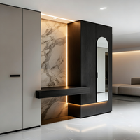 Meuble à chaussures d'entrée de villa de luxe moderne, design modulaire, 6 étagères, capacité 50+ paires, rangement en bois massif pour salon et salle à manger