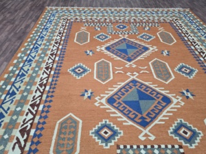 Hermosa alfombra turca de lana anudada a mano moderna, tamaño personalizable para sala de estar, hoteles, ejercicio en casa, técnica tejida para coche - Product Image 2