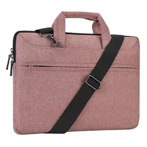 Bolsa mensageiro portátil para laptop, bolsa de ombro de poliéster à prova d'água para notebook, bolsa à prova de choque para computador de negócios, preço de atacado