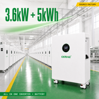 Système solaire hybride hors réseau 3,6 kW avec stockage d'énergie, batterie lithium LiFePO4 5 kWh 25,6 V tout-en-un pour la maison, directement de l'usine