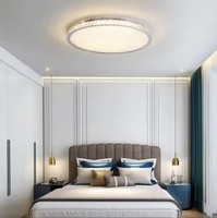 Plafonnier rond simple Chambre à coucher Salon Moderne Plafonnier LED en cristal à montage en surface