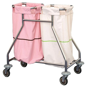 Carrito de Ropa Sucia de Acero Inoxidable Myljeller MJ07-C, Carro de Lavandería para Hospital con Ruedas para el Transporte de Ropa Sucia - Product Image 1