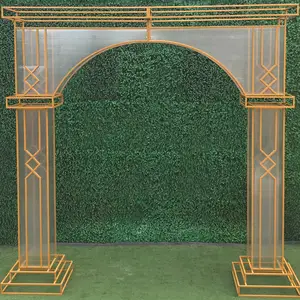 Europe Transparent Round Flower Metal Stand Wedding Arch Door Backdrop