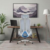 Chaise de bureau ergonomique ZHONG BAI de haute qualité, pivotante, réglable en hauteur, avec dossier haut en maille, base en acier et accoudoirs fixes