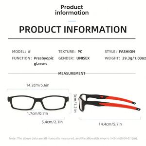 Gafas de Lectura Unisex Deportivas con Montura de Plástico y Protección Anti Luz Azul para Presbicia e Hipermetropía 0~+4.0, Venta al Por Mayor 2025 - Product Image 5