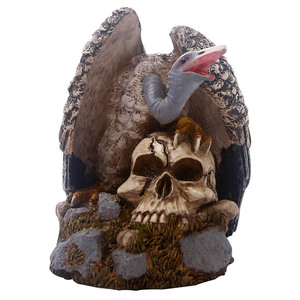Fatto a mano in resina creativa falco figurina Art Deco teschio umano ornamento statua spaventosa testa di morte con teschio di <span class=keywords><strong>uccello</strong></span> decorazione da scrivania - Product Image 1