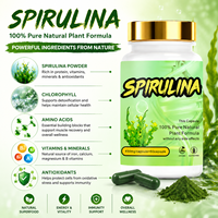 Capsules de spiruline naturelle 450 mg, complément alimentaire à base d'algues végétales, 60 capsules, fabricant OEM ODM