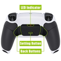Coque arrière caoutchoutée blanc noir + poignée noire + carte de mise à niveau + 2 boutons arrière eXtremeRate RISE V3 Remap Kit pour manette PS5