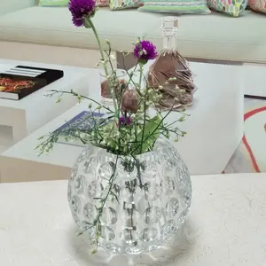 Beautiful ball shape home decorative Small glass flower vase cheap clear glass crystal vases