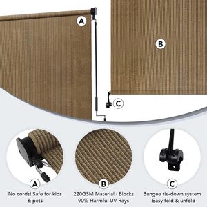 Persiana Enrollable Exterior Inalámbrica de 6'(L) X 8'(A) <span class=keywords><strong>para</strong></span> Patio, Pérgola, Porche Delantero, Gazebo - Product Image 6
