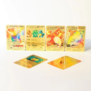 2023 Hot Bán Pokemon Thẻ Kim Loại Túi Thẻ Quái Vật Anime Nhân Vật Loạt Poke-Mon Chơi Thẻ Phiên Bản 1 Charizard