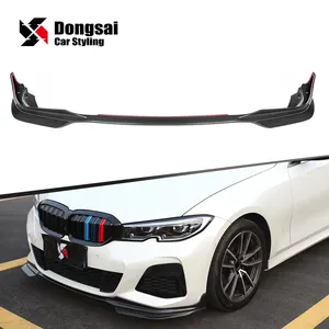 MP Style Dry Carbon Front Bumper Chin Lip Front Spoiler Rocker Winglet Splitter For BMW 3 Series G20 2020+